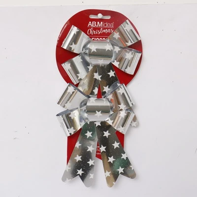 Cheap Price Christmas Tree Deco Silvery with Painting Small Plastic Christmas Bowknot