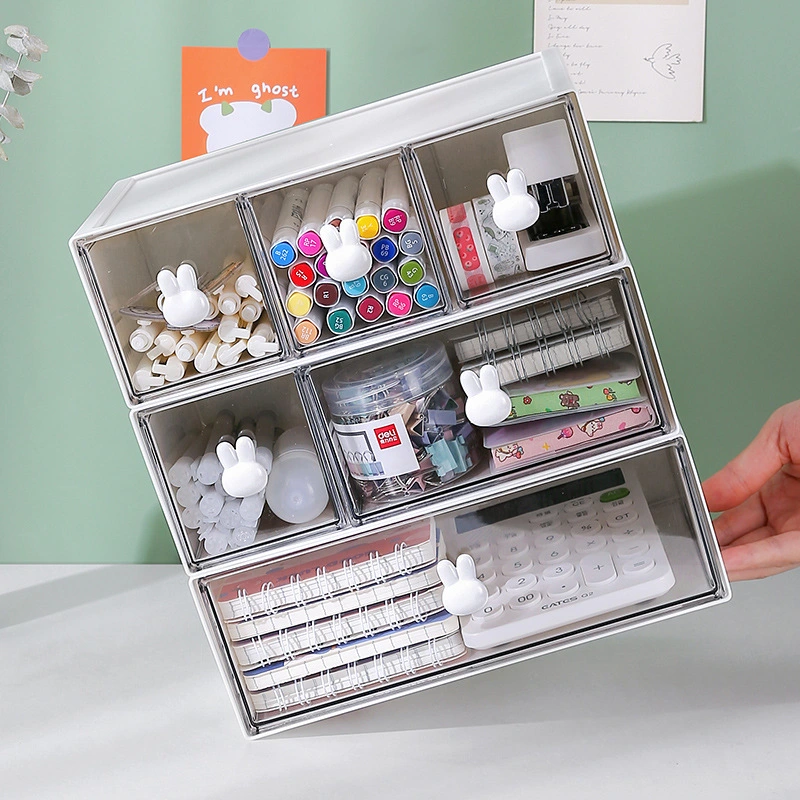 Stationery Storage Box Desktop Student Ins Multi-Grid Drawer Pen Cabinet Office Tape Hair Accessories Small Sundries